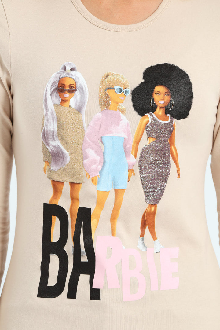 Girls Long Sleeve Tee - Stone