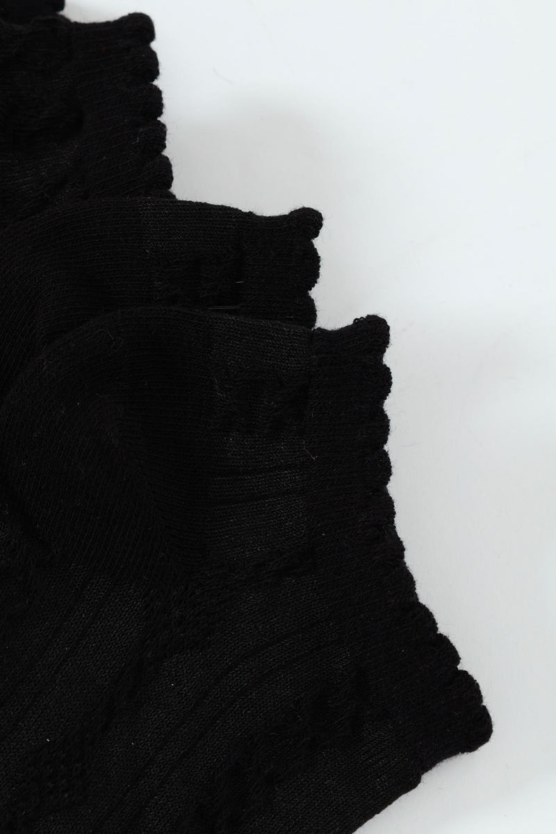 3 Pack Low Cut Jacquard Design Socks - Black