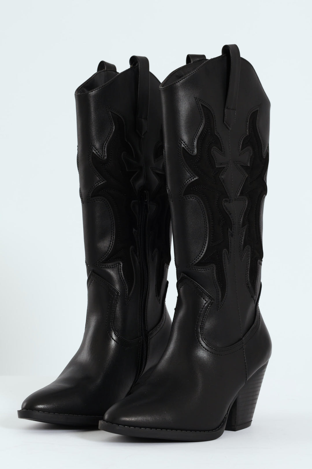 Detailed Cowboy Boot - Black