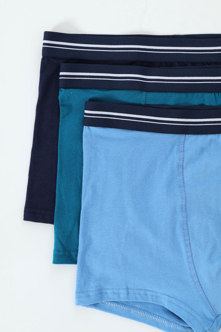 Boys 3 Pack Plain Boxers - Blue