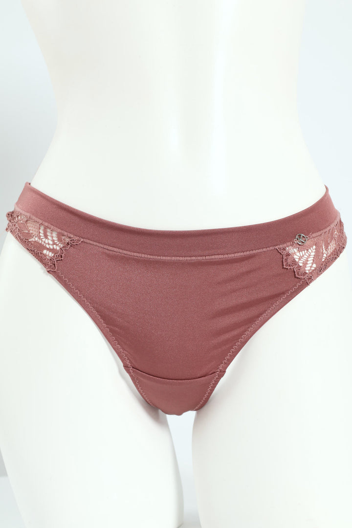 3 Pack Shiny Thong Panties - Seashell/Coffee/Amber