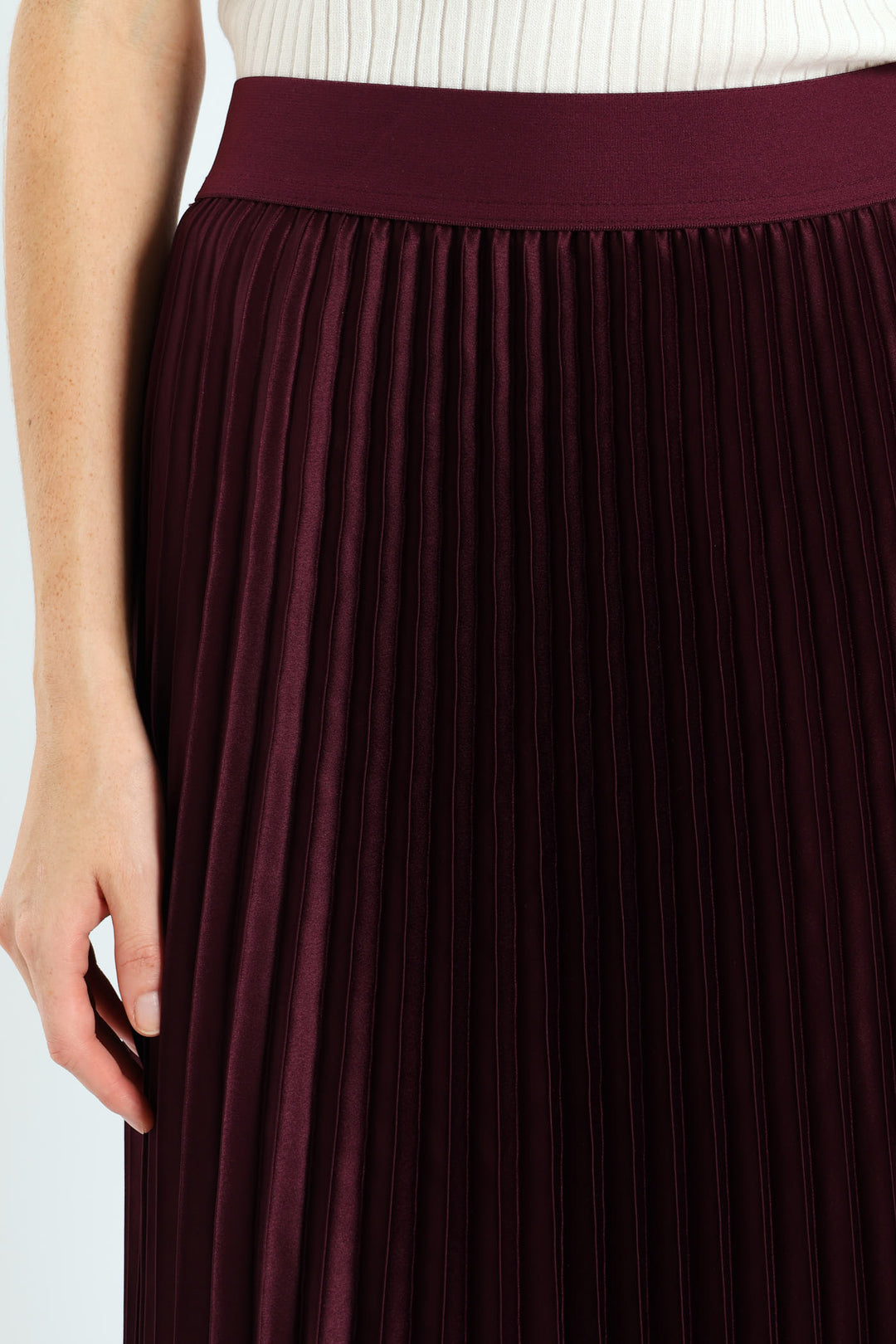 Pleated Satin Maxi Skirt - Purple