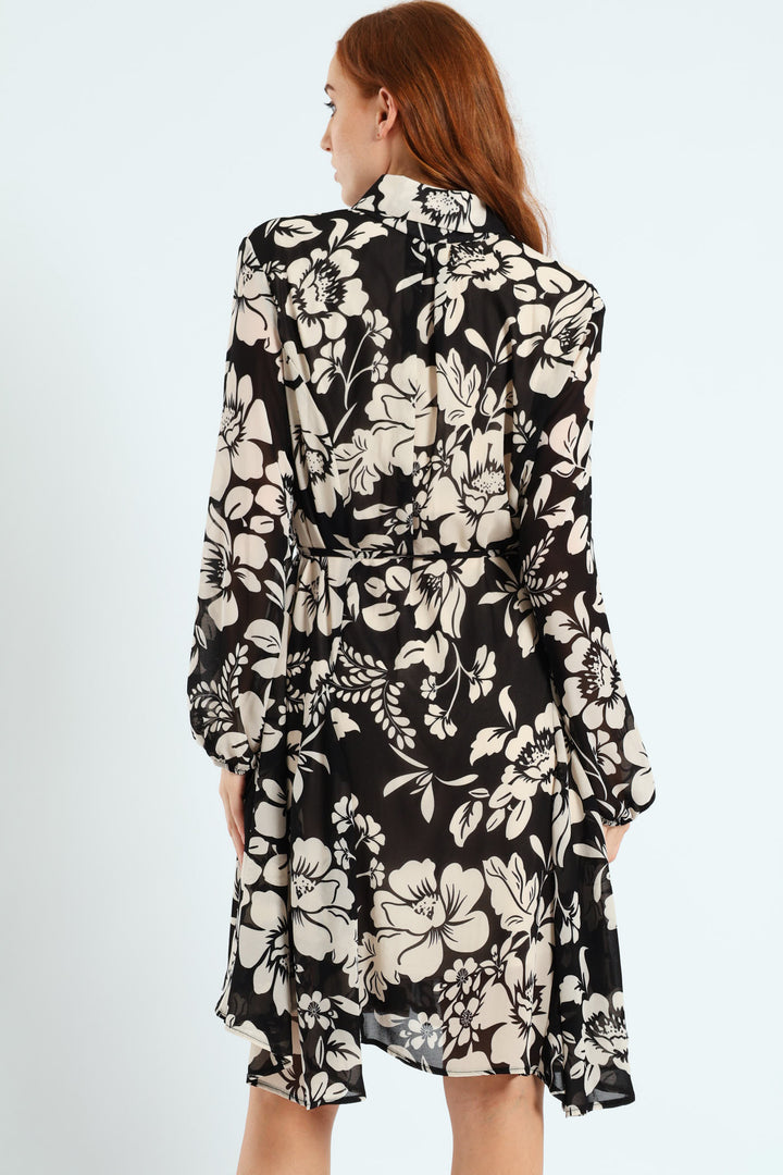 Button Through Godet Tea Dress