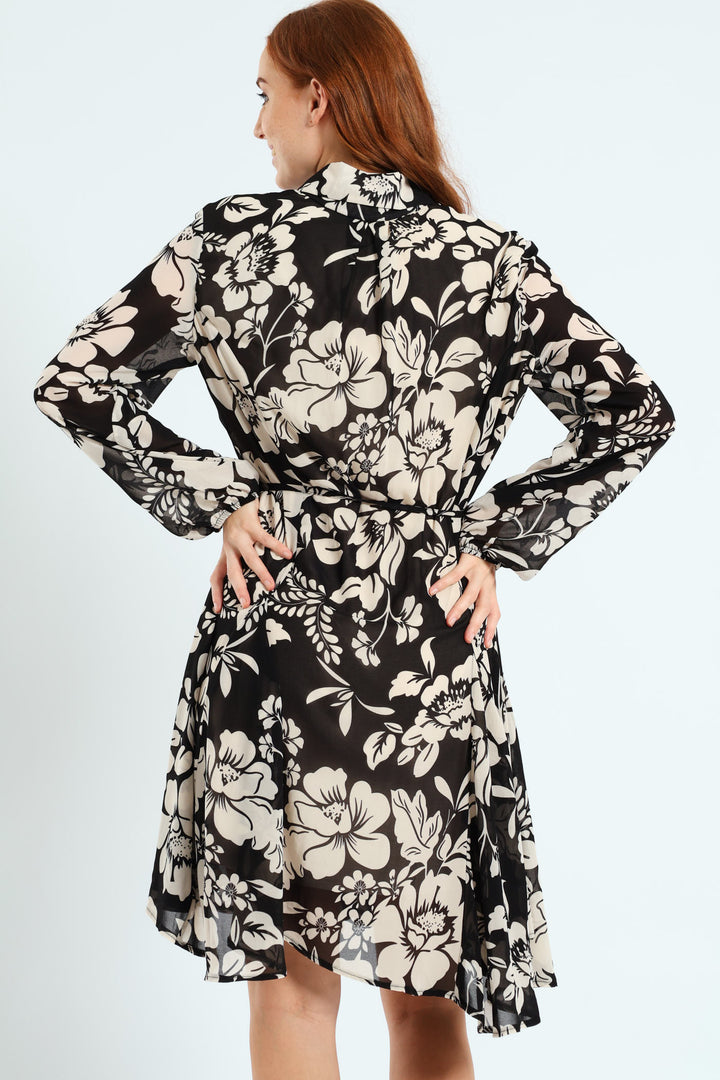 Button Through Godet Tea Dress