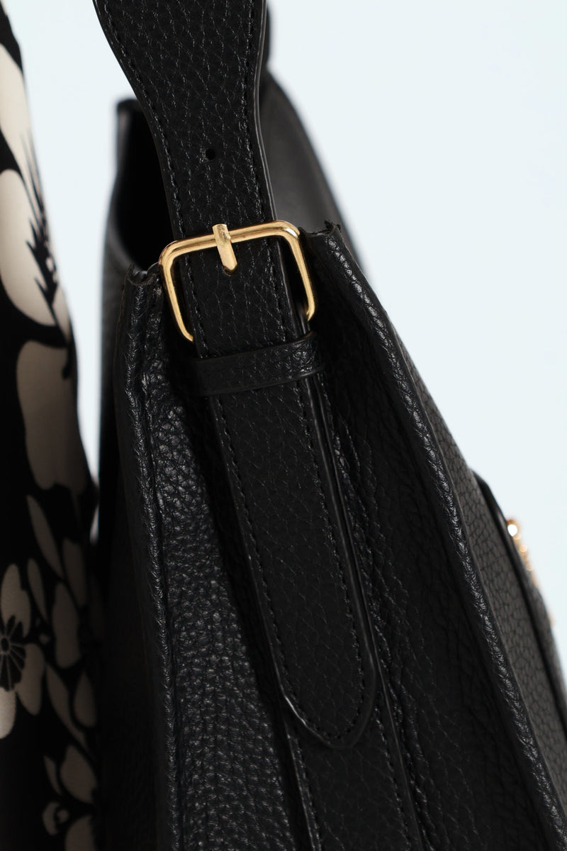 Front Zip Pocket Webbing Strap Crossbody Bag - Black