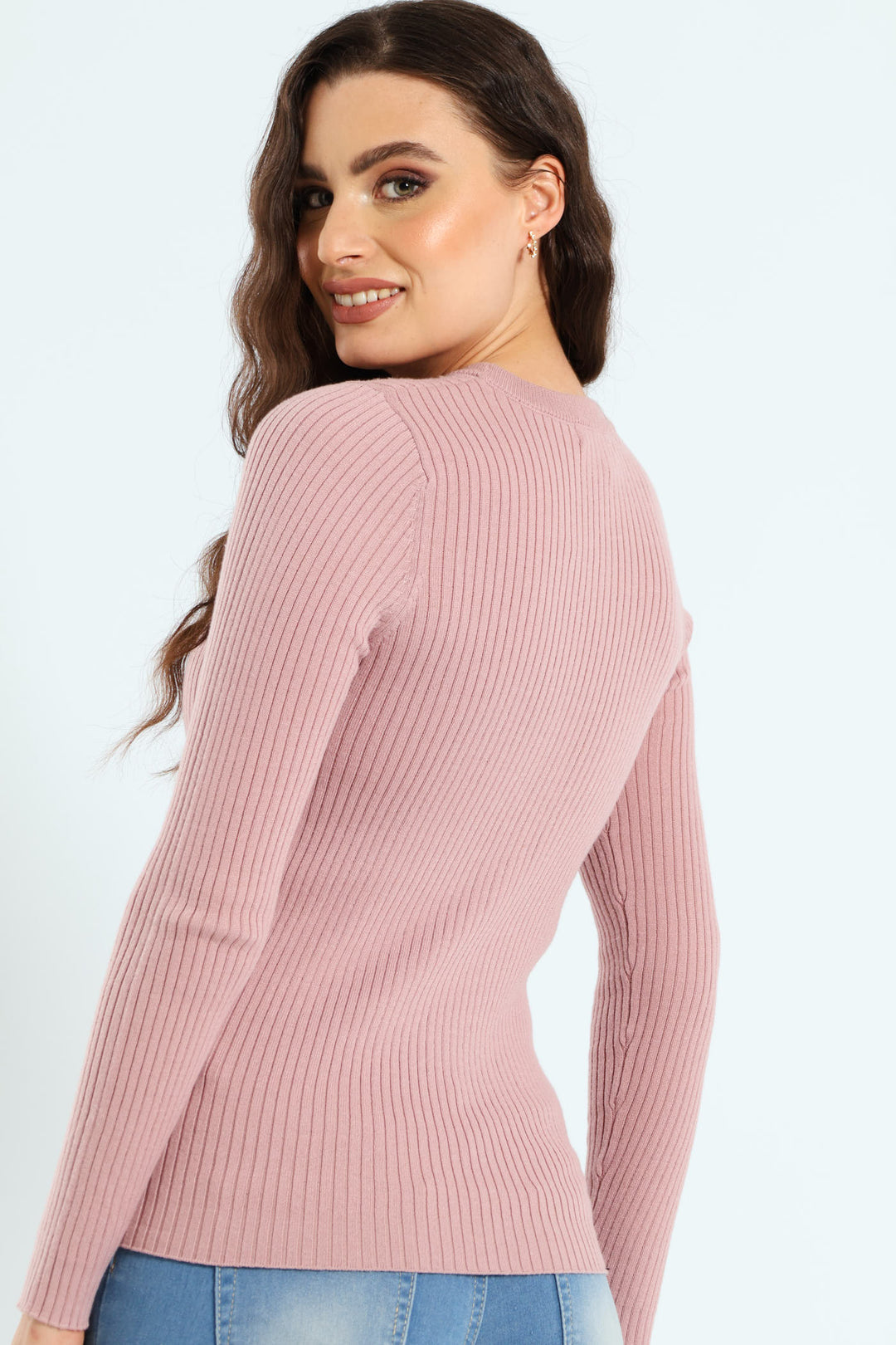 Ribbed Plain Pullover - Blush