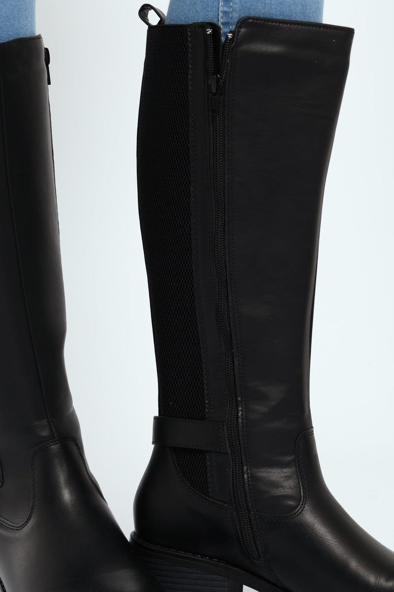 August Long Rider Ankle Buckle Boot - Black