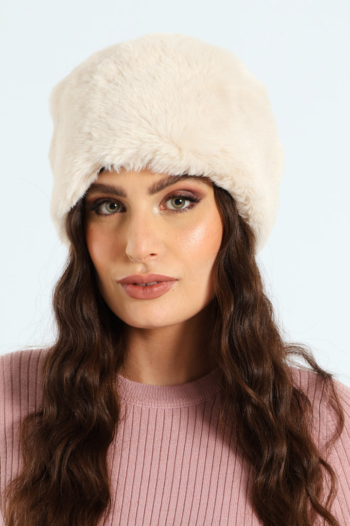 Faux Fur Cossack Hat - Cream