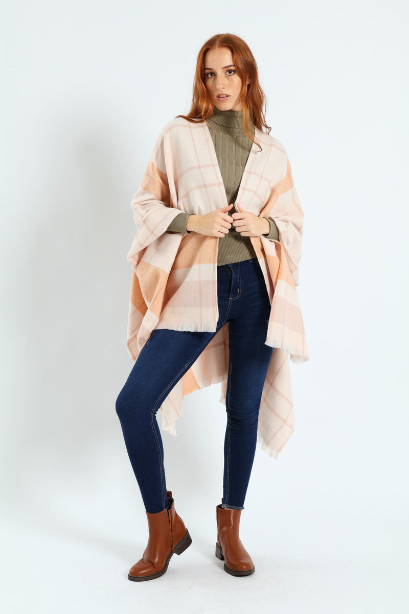 Check Shawl - Pink