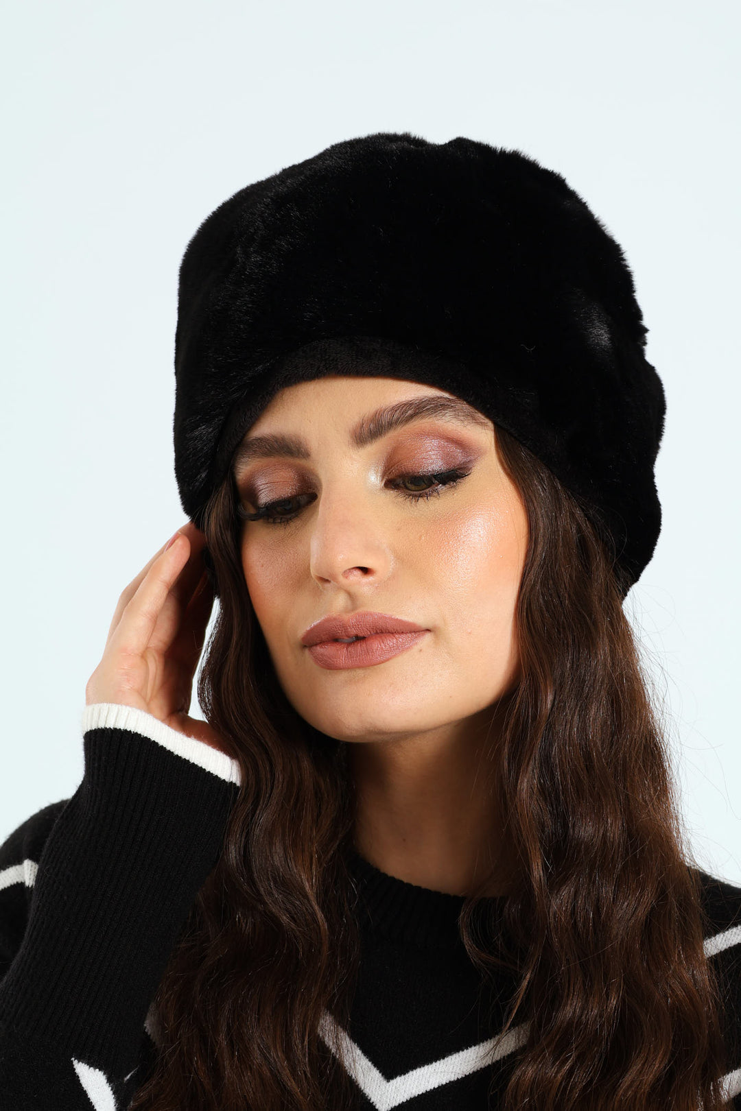 Faux Fur Cossack Hat - Black