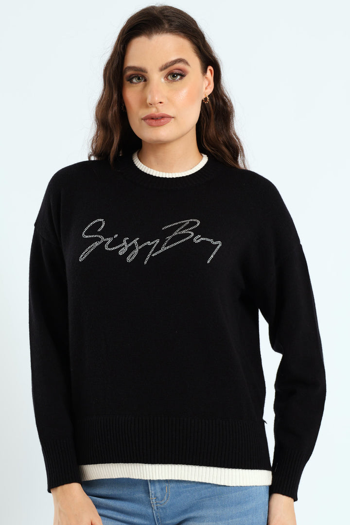 Basic Knit Sweater - Black