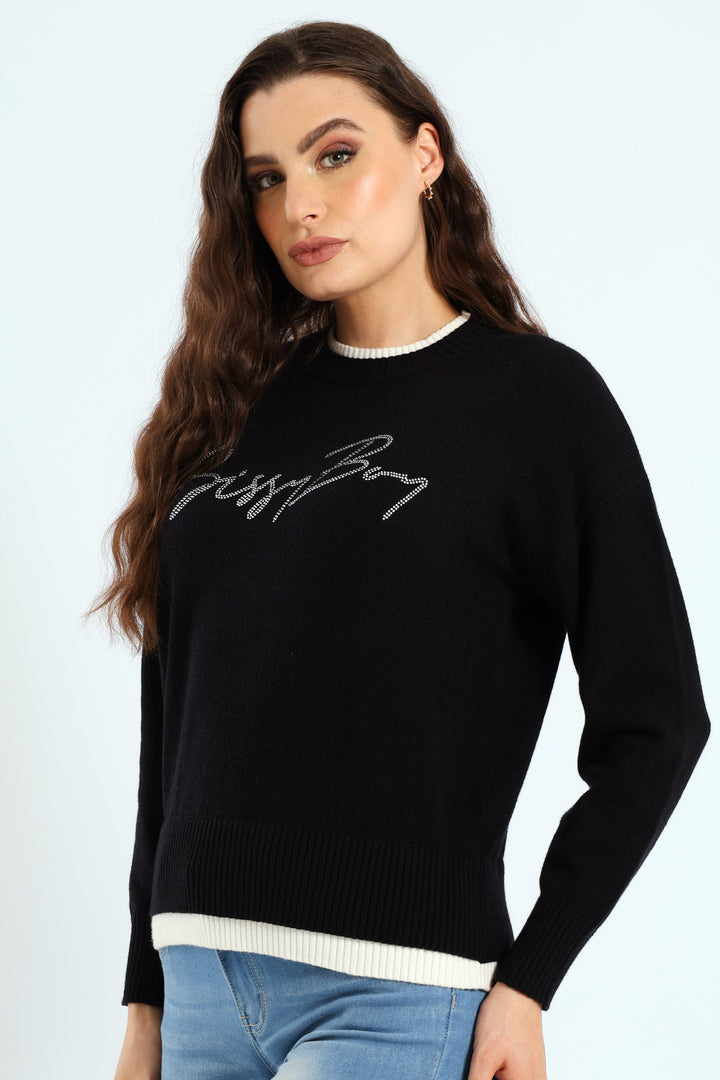 Basic Knit Sweater - Black