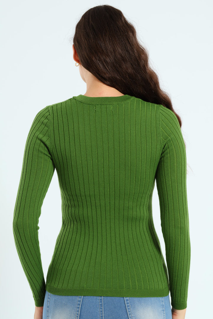 Cable Plain Pullover - Bright Green