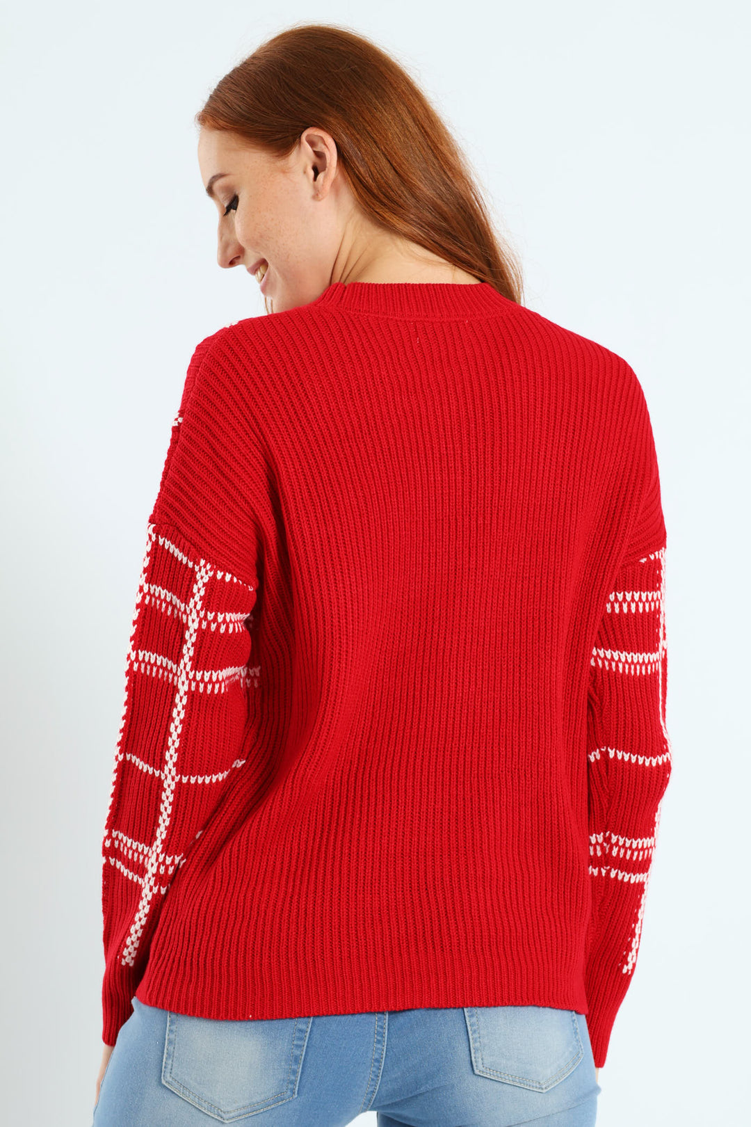 Check Pullover - Bright Red