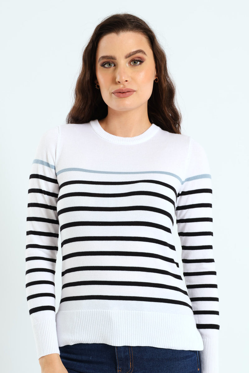 Striped Pullover - White/Black