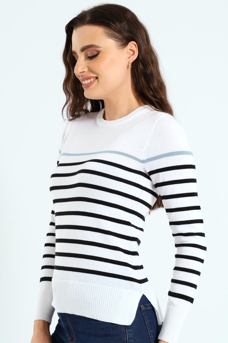 Striped Pullover - White/Black