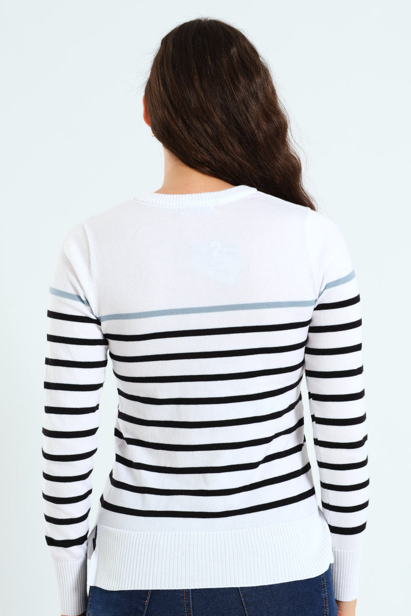 Striped Pullover - White/Black