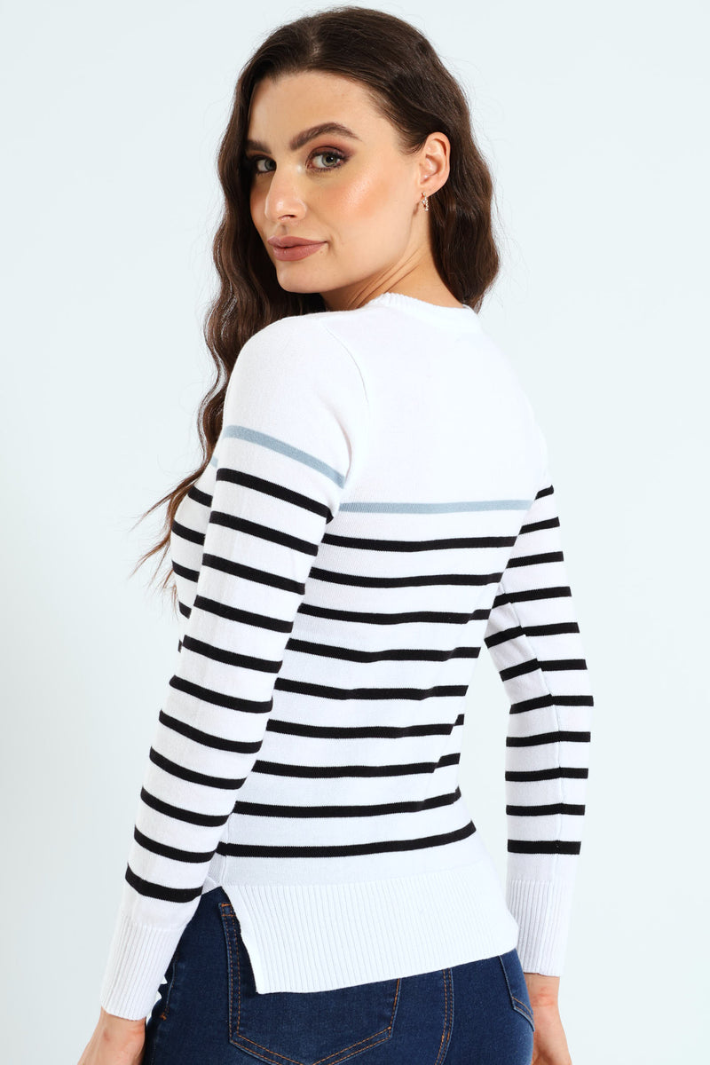Striped Pullover - White/Black