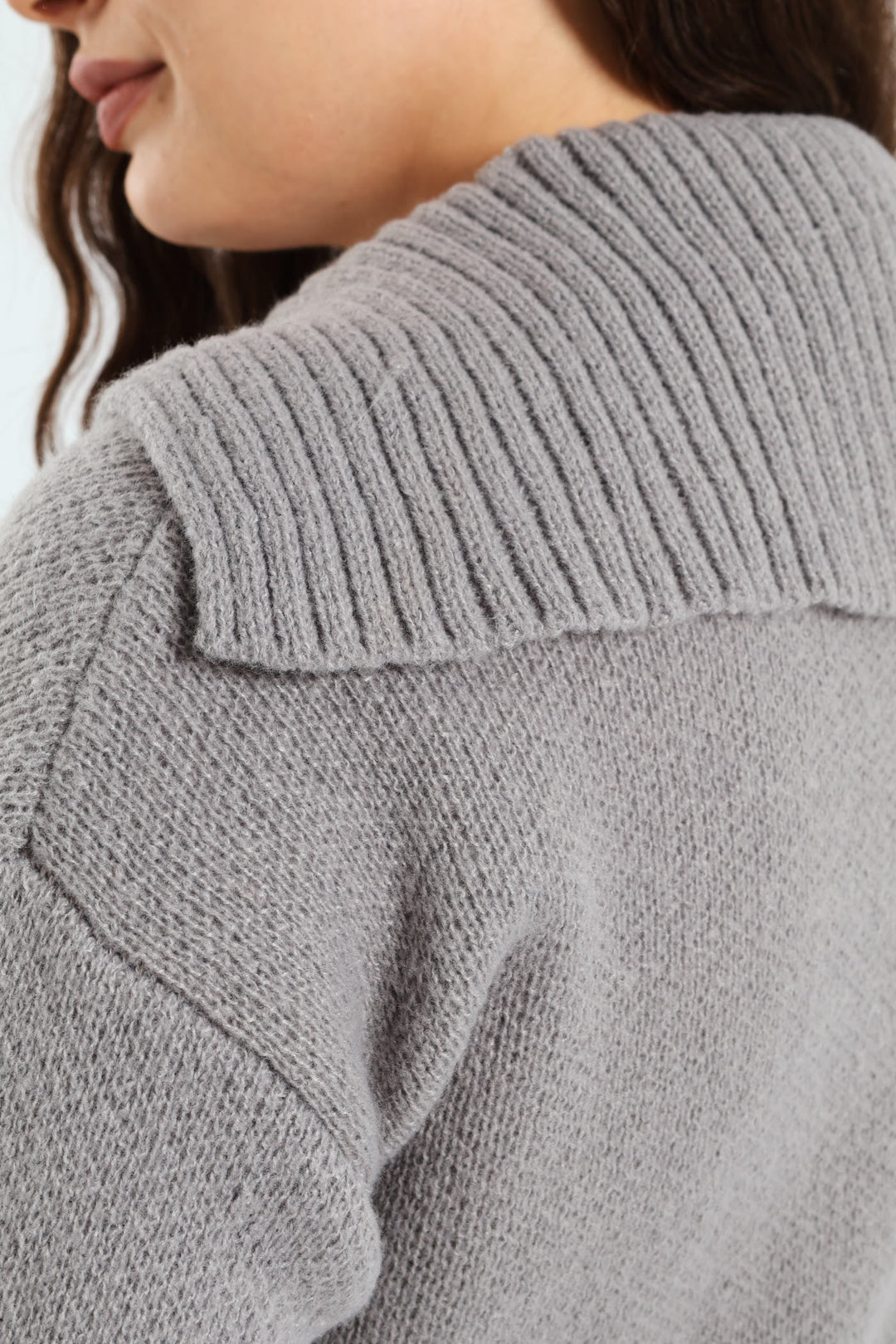 Collared Belted Long Cardigan - Grey Melange