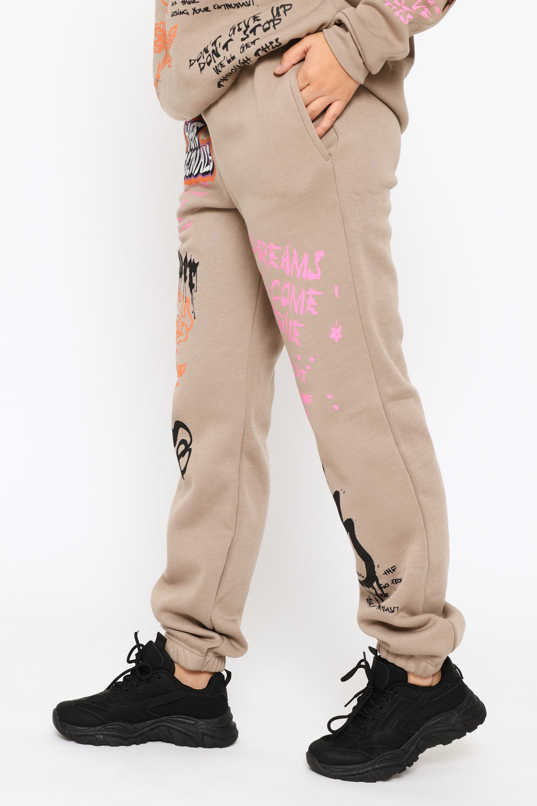 Graph Printed Jogger - Mocha
