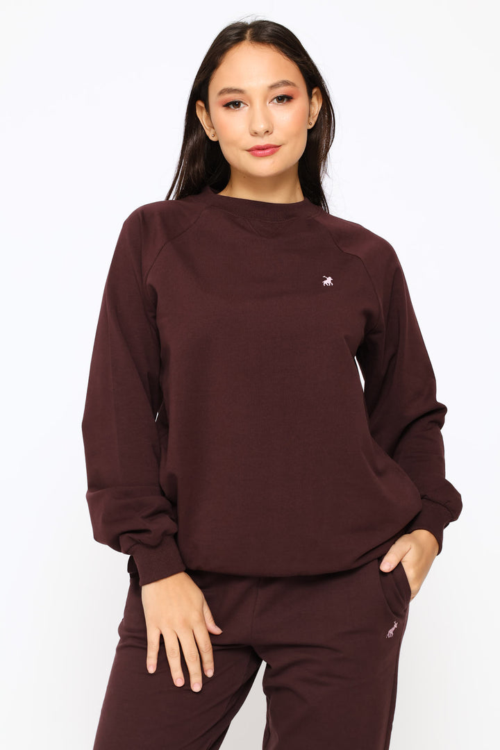 Sophia Long Sleeve Track Top - Plum