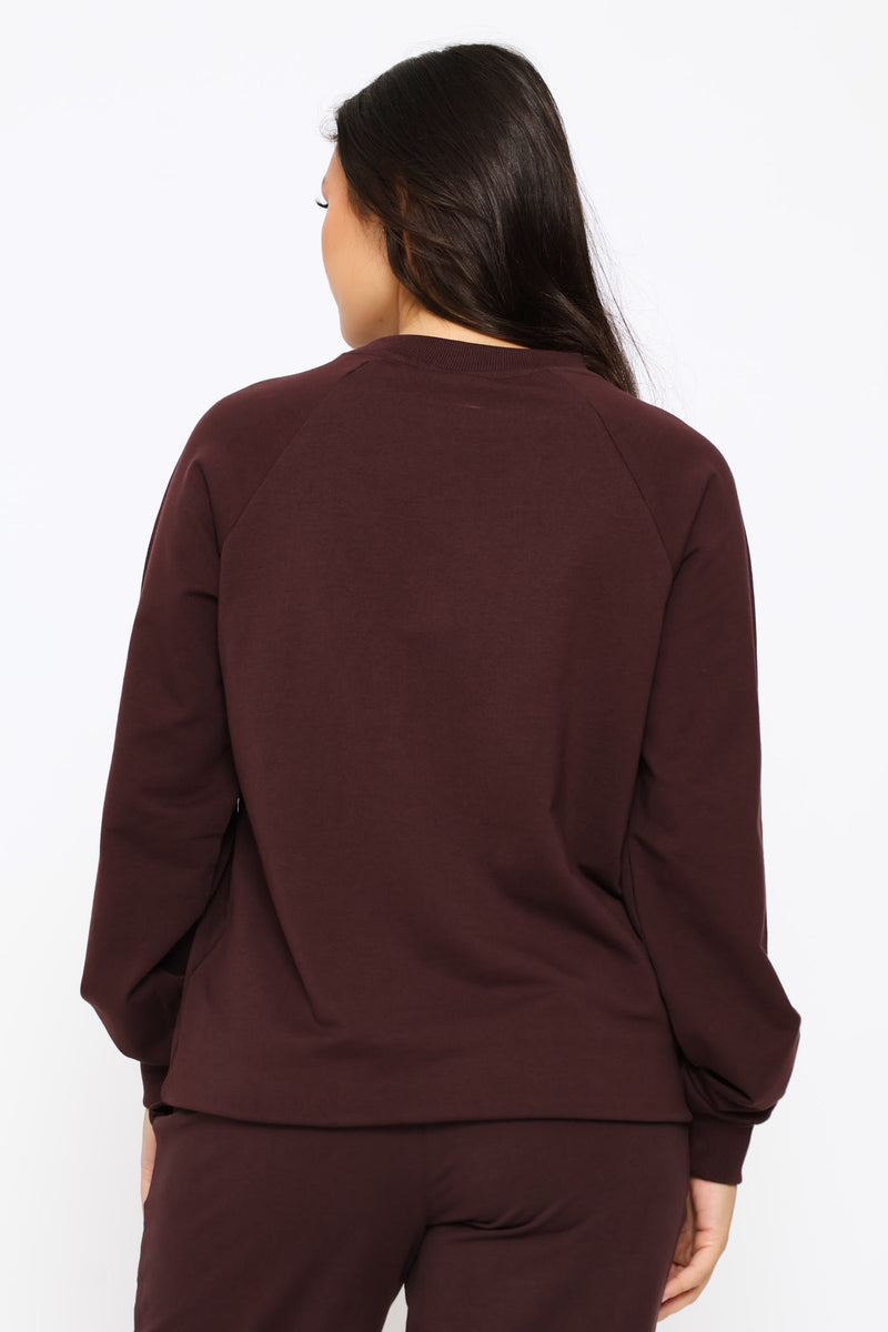 Sophia Long Sleeve Track Top - Plum