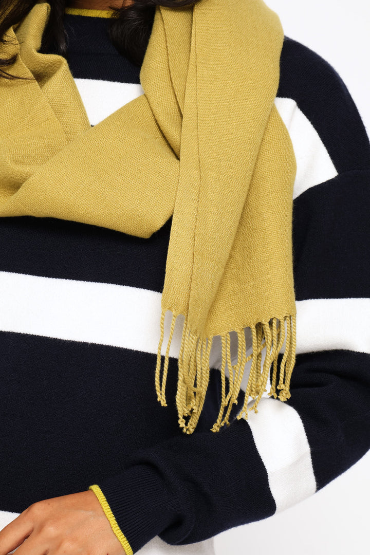 Fringe Detail Woven Scarf - Chartreuse