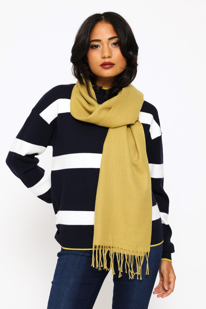 Fringe Detail Woven Scarf - Chartreuse
