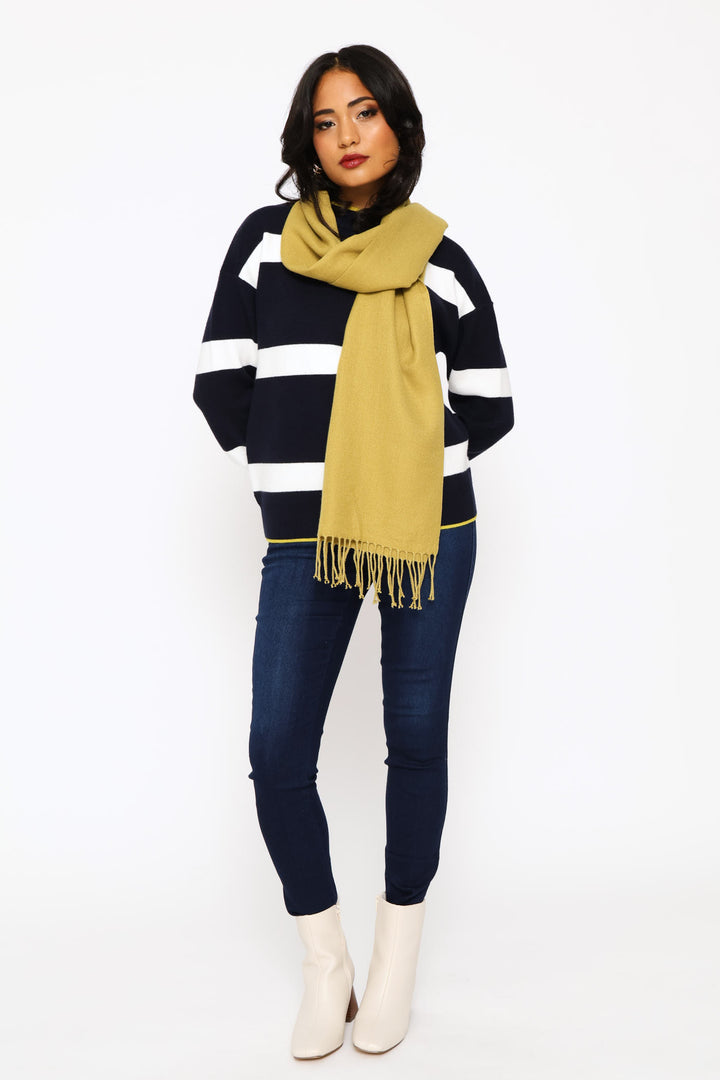 Fringe Detail Woven Scarf - Chartreuse