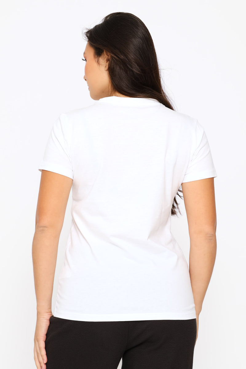 Floral Cat Graphics Tee - White