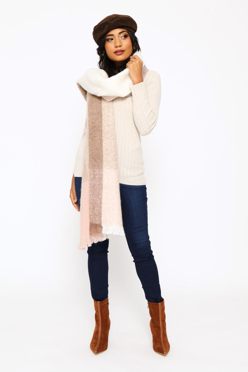Winter Scarf - Mauve/Cream