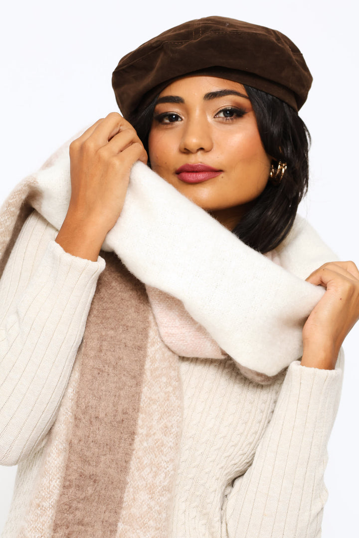 Winter Scarf - Mauve/Cream