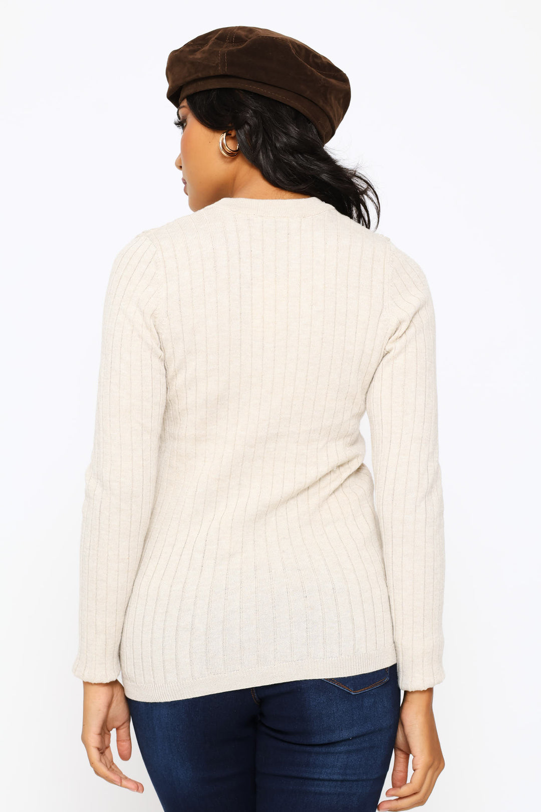 Plain Cable Pullover - Oatmeal Melange