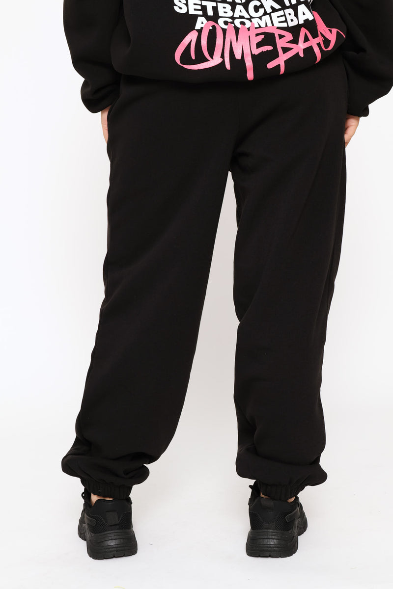 Teddy Fleece Jogger - Black