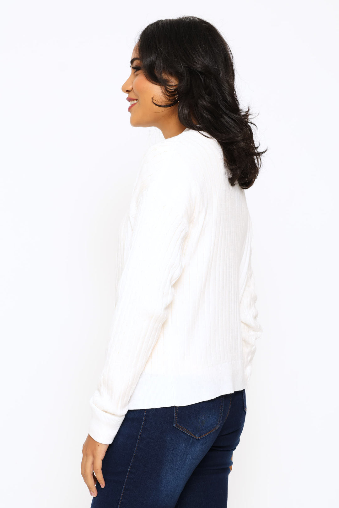 Cable Knit Cardigan - White