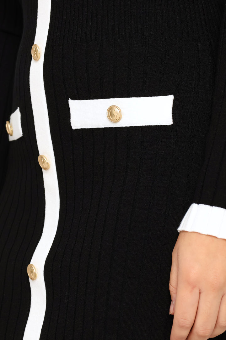 Long Sleeve Vn Laurel Sweater Dress - Black