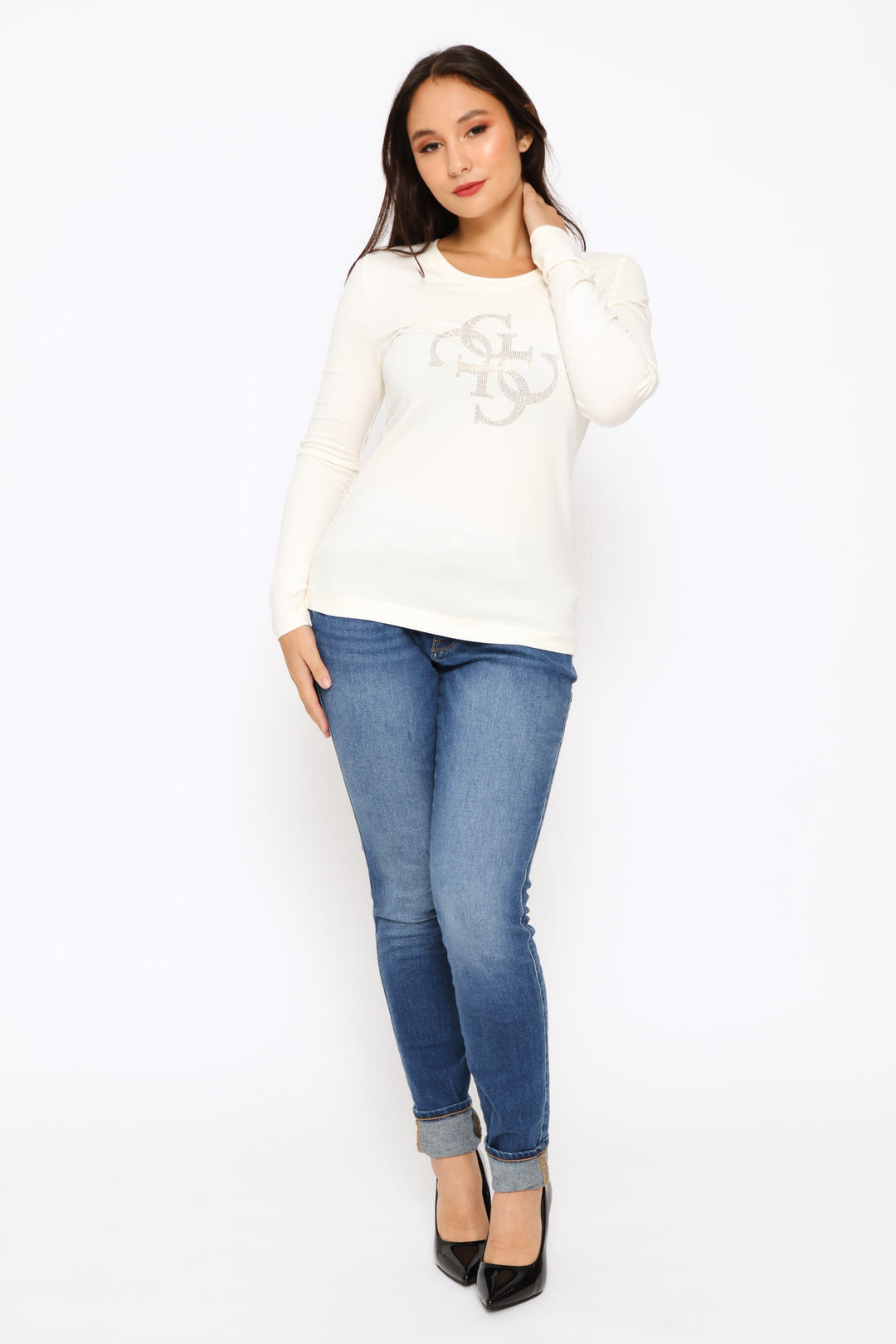 Quattro G Long Sleeve Top - White