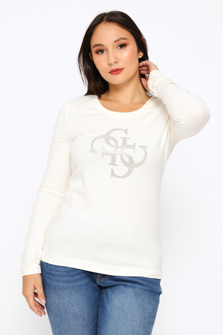 Quattro G Long Sleeve Top - White