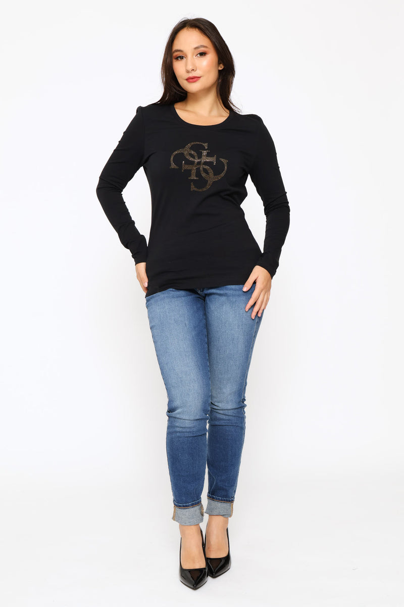 Quattro G Long Sleeve Top - Black