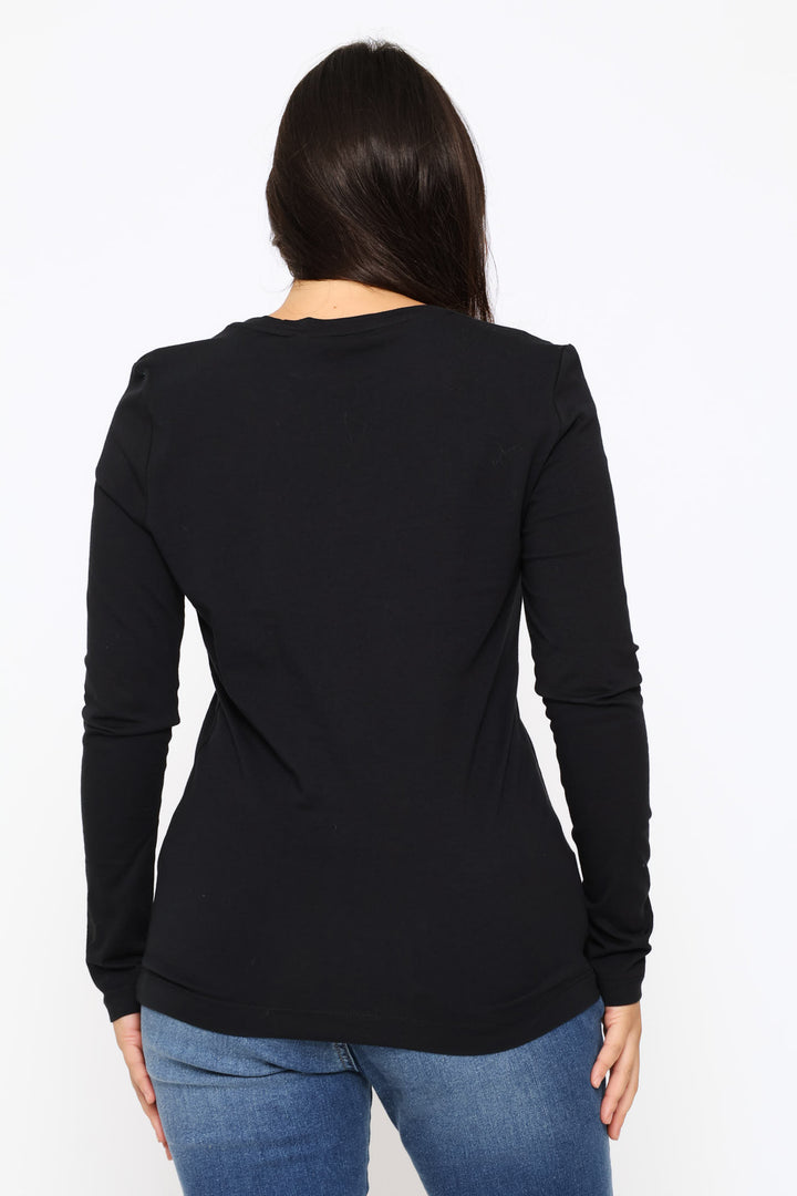 Quattro G Long Sleeve Top - Black