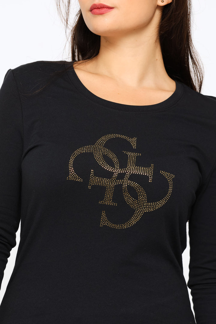 Quattro G Long Sleeve Top - Black
