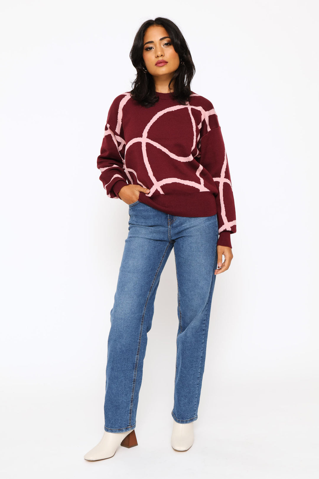 Jacquard Pullover - Plum