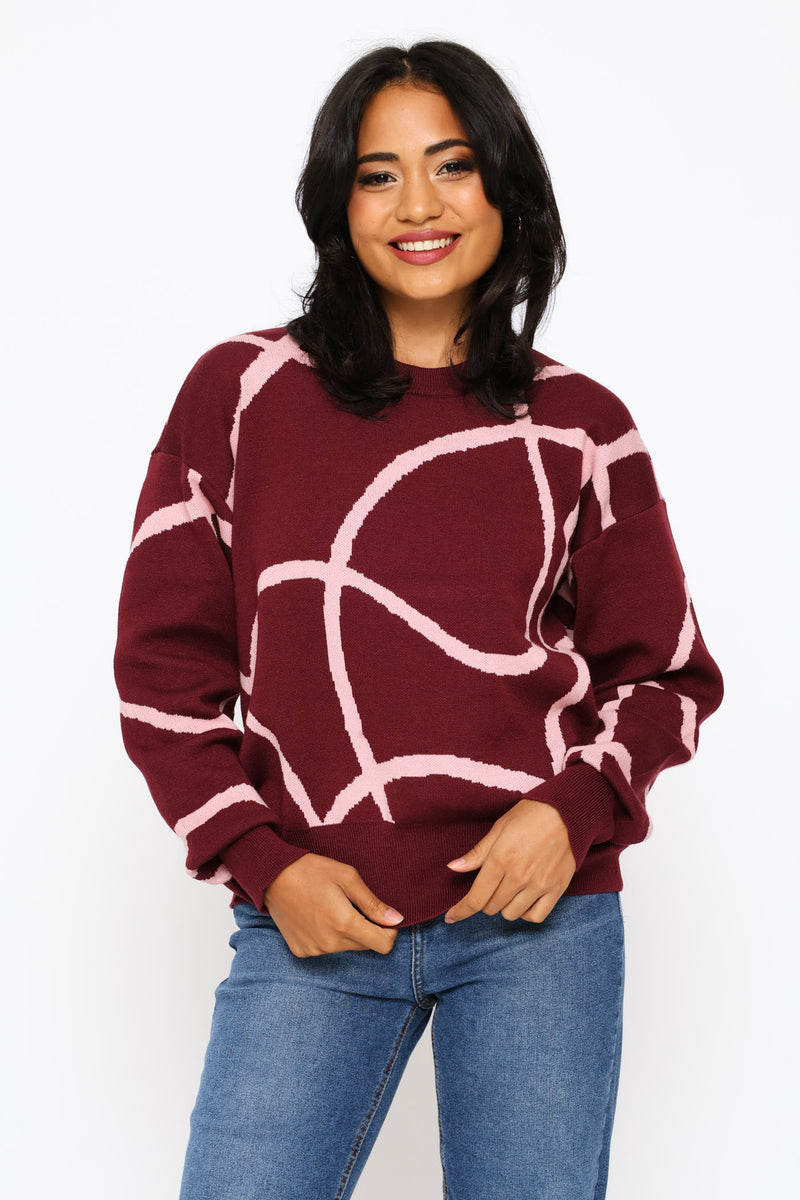 Jacquard Pullover - Plum