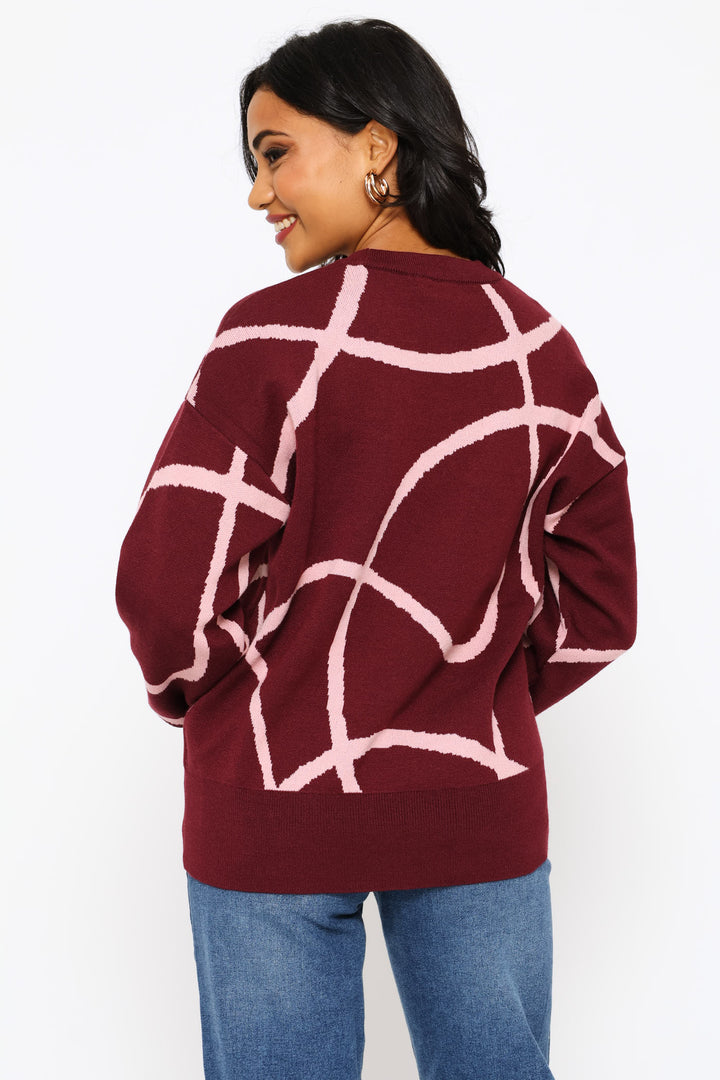 Jacquard Pullover - Plum