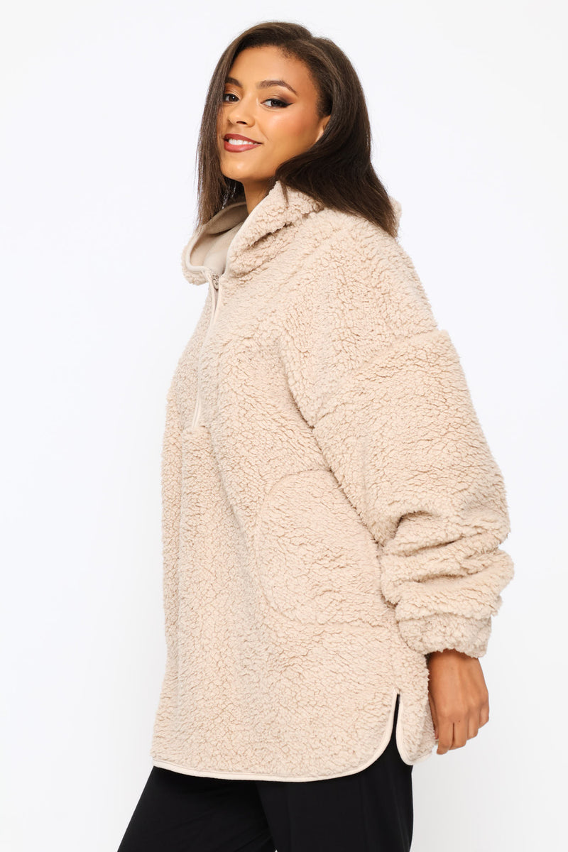 Oversized Quarter Zip Snuggie - Mocha
