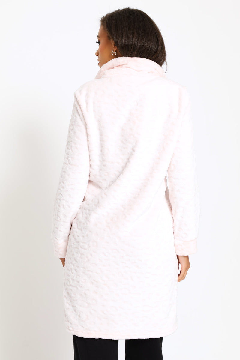 Slim Fit Quarter  Zip Funnel Neck Snuggie - Pink