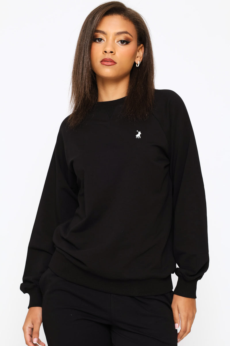 Sophia Long Sleeve Track Top - Black