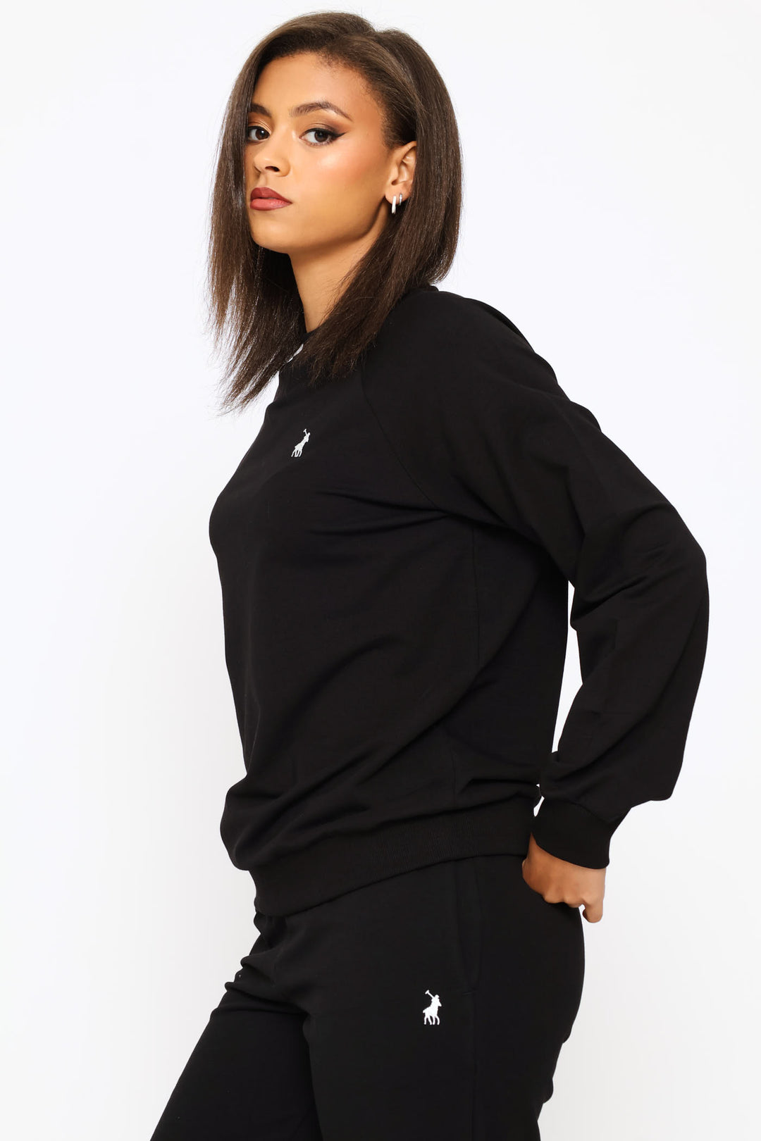 Sophia Long Sleeve Track Top - Black