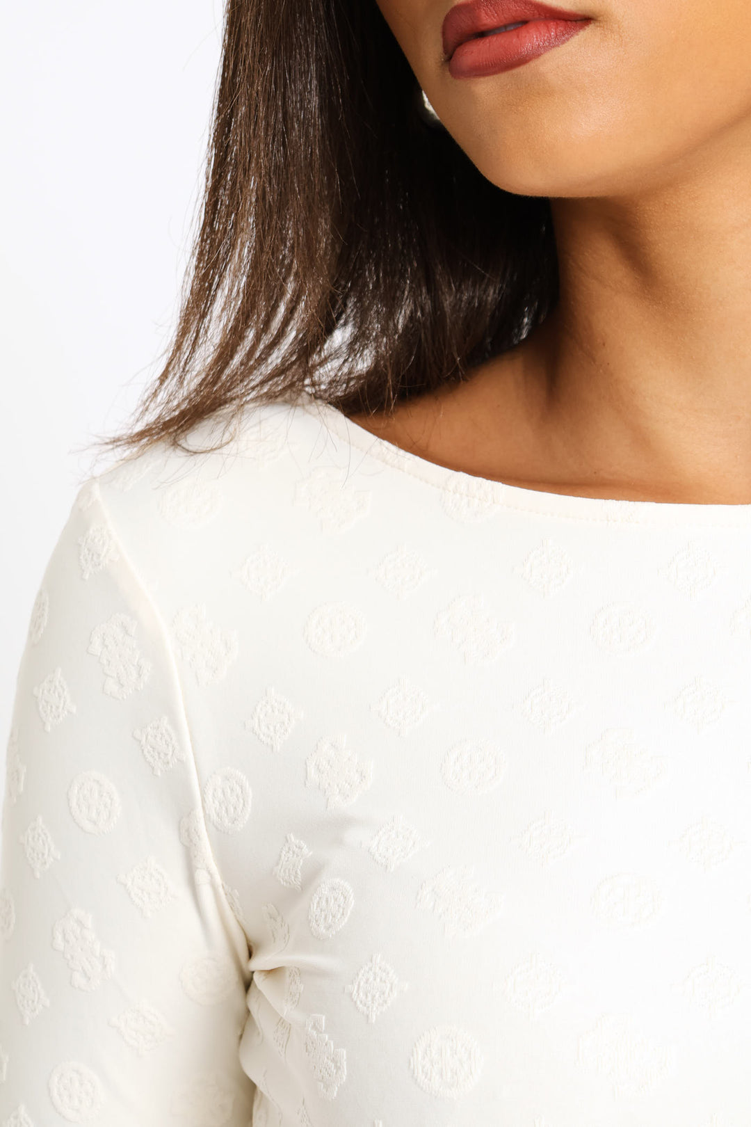 Long Sleeve Scoop Back Nadene Top - White