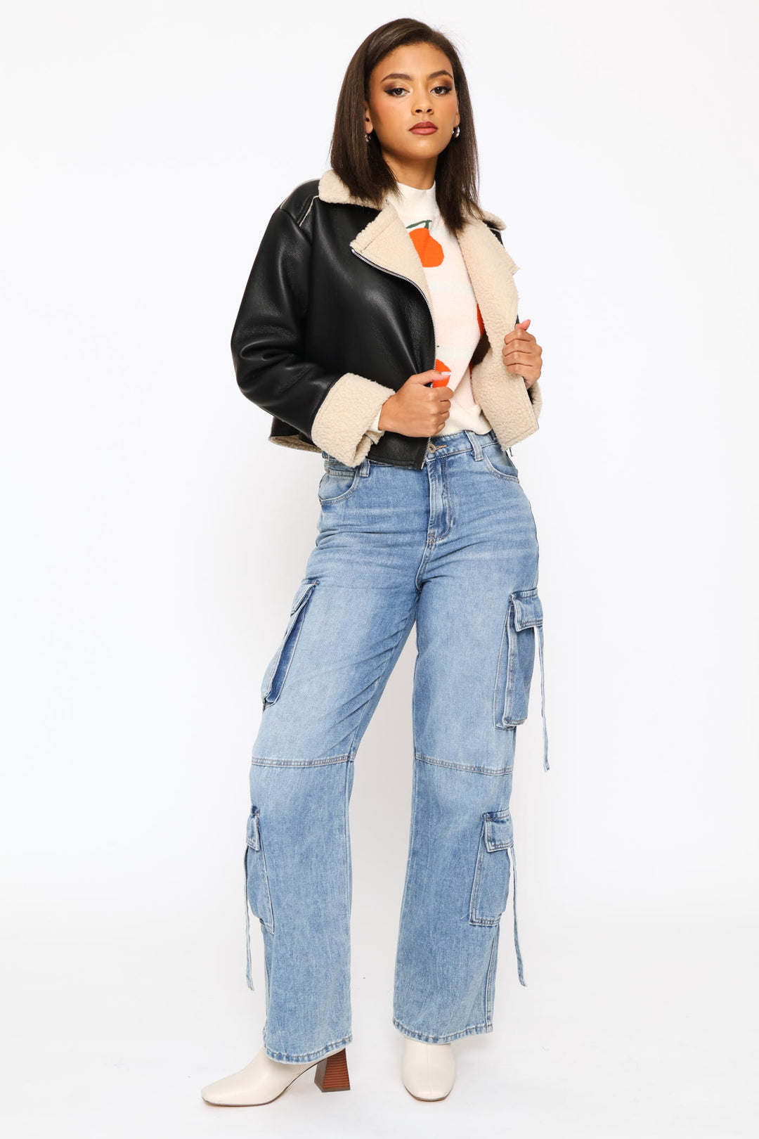 Aviator Jacket - Black/Cream
